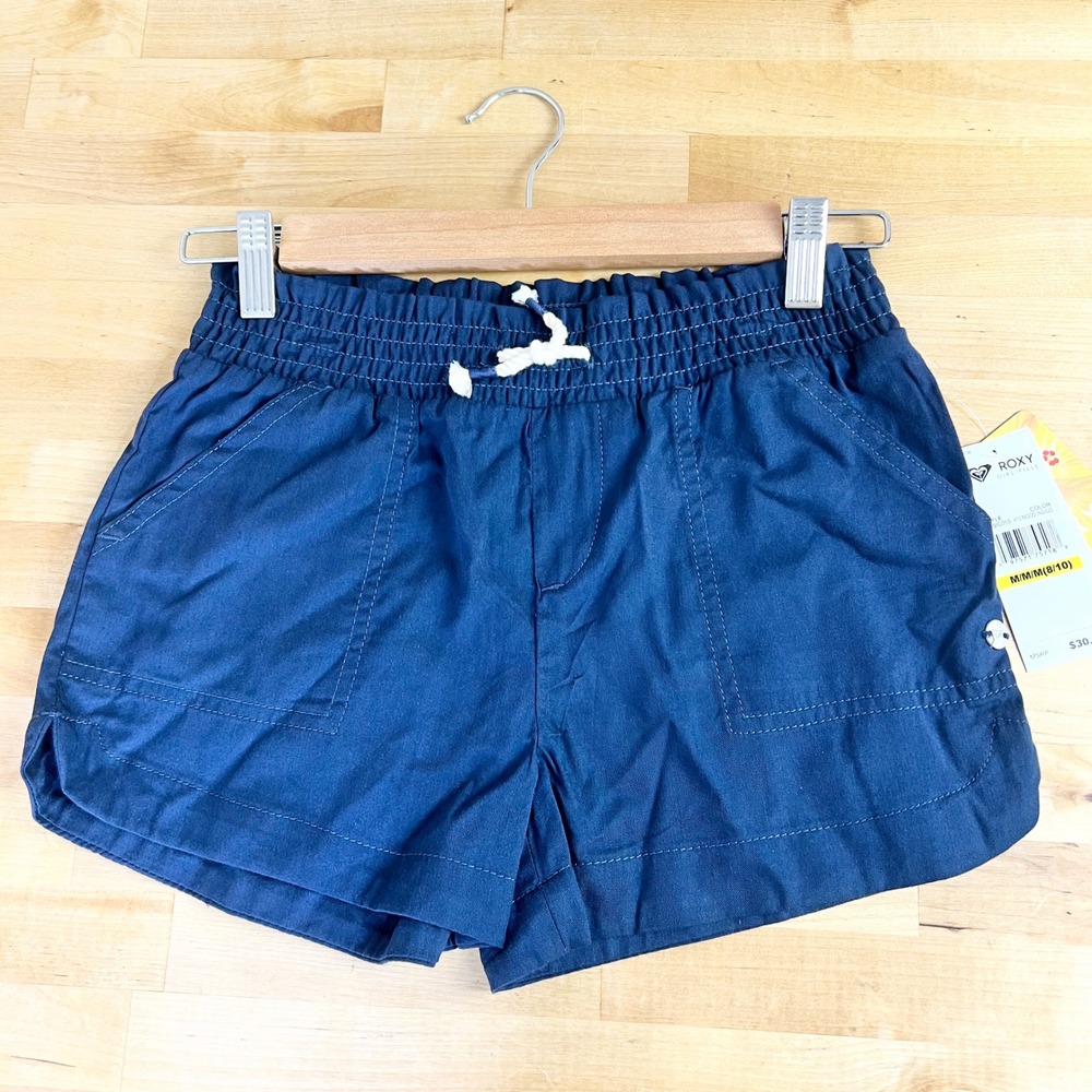 Roxy Shorts RSSIC05S Mood Indigo Girls Size M 8/10 Navy Blue Cotton Viscose New
